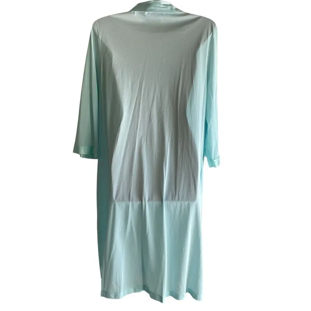 Vintage Vanity Fair Robe Women's Size Medium Dressing Gown Aqua Button Front